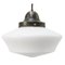 Vintage White Matt Opaline Milk Glass & Metal Pendant Lamp 1