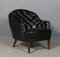Club chair in pelle nera, Danimarca, anni '40, set di 2, Immagine 2