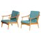 Blue Beech Armchairs, 1950s, Set of 2 1