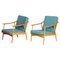 Fauteuils en Hêtre Bleu, 1950s, Set de 2 1