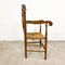 Antique Oak and Elm Wooden Armchair with Cane Seat 2