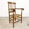 Antique Oak and Elm Wooden Armchair with Cane Seat 1
