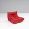 Sofá Togo de cuero rojo de Michel Ducaroy para Ligne Roset, años 70, Imagen 2