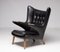 Black Leather Papa Bear Chairs with Ottoman by Hans Wegner for A. P. Stolen, Set of 2 1