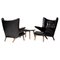 Black Leather Papa Bear Chairs with Ottoman by Hans Wegner for A. P. Stolen, Set of 2 7