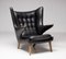 Chaises Papa Bear en Cuir Noir avec Ottomane par Hans Wegner pour AP Stolen, Set de 2 2