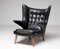 Black Leather Papa Bear Chairs with Ottoman by Hans Wegner for A. P. Stolen, Set of 2 12