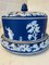 Große antike blaue & weiße Wedgwood Jasperware Käseteller 8