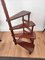 Mid-Century Italian Carved Walnut Wood Spiral 4-Step Library Ladder, Image 2