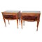 Italian Art Deco Nightstands in Walnut with Glass Top, Set of 2 1