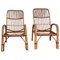 Italian Bent Bamboo Rattan French Riviera Lounge Chairs by Franco Albini, 1960s, Set of 2 1