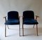 Italienische Armlehnstühle aus Holz & blauem Samt, 1960er, 2er Set 11