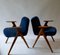 Italienische Armlehnstühle aus Holz & blauem Samt, 1960er, 2er Set 10
