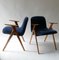 Wood and Blue Velvet Armchairs, Italy, 1960s, Set of 2, Image 2