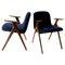 Fauteuils en Bois et Velours Bleu, Italie, 1960s, Set de 2 1