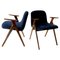Wood and Blue Velvet Armchairs, Italy, 1960s, Set of 2, Image 1