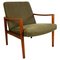 Scandinavian Khaki Green Teak Lounge Chair, Image 1
