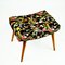 Austrian Mid-Century Black and Multicolored Birds and Flower Velvet Beech Stool 7