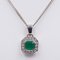 Vintage Necklace in 18k White Gold with Emerald and Diamonds, 1970s, Image 2