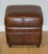 Vintage Brown Leather Footstool with Studs, Image 3