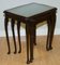 Queen Anne Style Hardwood Nesting Tables with Green Embossed Leather Top 8