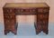 Hardwood Pedestal Desk with Brown Embossed Leather Top 1