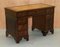 Hardwood Pedestal Desk with Brown Embossed Leather Top 4