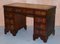 Hardwood Pedestal Desk with Brown Embossed Leather Top 3