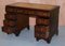 Hardwood Pedestal Desk with Brown Embossed Leather Top 2