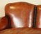Edwardian Hand-Dyed Whisky Brown Leather Sofa with Feather Filled Cushion, Image 6