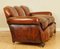 Edwardian Hand-Dyed Whisky Brown Leather Sofa with Feather Filled Cushion, Image 9