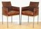 Vintage Texas Dining Chairs in Brown Leather and Steel by Karl Friedrich Förster, Set of 4 1