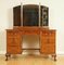 Vintage Burr Walnut Dressing Table with Trifold Mirrors, Image 2