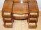 Vintage Burr Walnut Dressing Table & Stool with Trifold Mirrors, Set of 2 9