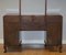 Vintage Burr Walnut Dressing Table & Stool with Trifold Mirrors, Set of 2 12