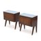 Wooden Bedside Tables with Glass Tops, 1950s , Set of 2 3