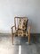 Sessel mit Kissen, hellem Holzrahmen und floralem Kunststoff im Stil von Ico Parisi, 1950er 1