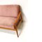 Vintage Pink 3-Seat Sofa with Teak Frame, 1960s 4