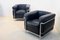 LC2 Armchairs in Black leather by Le Corbusier, Pierre Jeanneret & Charlotte Perriand for Cassina 10