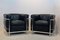 LC2 Armchairs in Black leather by Le Corbusier, Pierre Jeanneret & Charlotte Perriand for Cassina 8