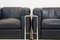 LC2 Armchairs in Black leather by Le Corbusier, Pierre Jeanneret & Charlotte Perriand for Cassina 3