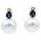 Blue Sapphire, Diamond & Baroque Pearl 14 Karat Rose Gold Stud Earrings 1