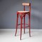 Red Bentwood and Rattan Barstools, 1970s, Set of 4, Image 1