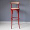 Red Bentwood and Rattan Barstools, 1970s, Set of 4 3