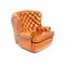 Grand Fauteuil à Oreilles Chesterfield Vintage en Cuir Cognac 4