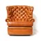 Large Vintage Chesterfield Wingback Chair in Cognac Leather 1