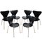 Chaises Noires par Arne Jacobsen pour Fritz Hansen, Set de 6 7