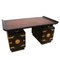 French Ebonised Bamboo Desk with Leather Top, 1960s, Image 6