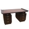 French Ebonised Bamboo Desk with Leather Top, 1960s, Image 4