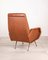 Vintage Modernist Armchair in Brown Leather and Brass, 1950s 6